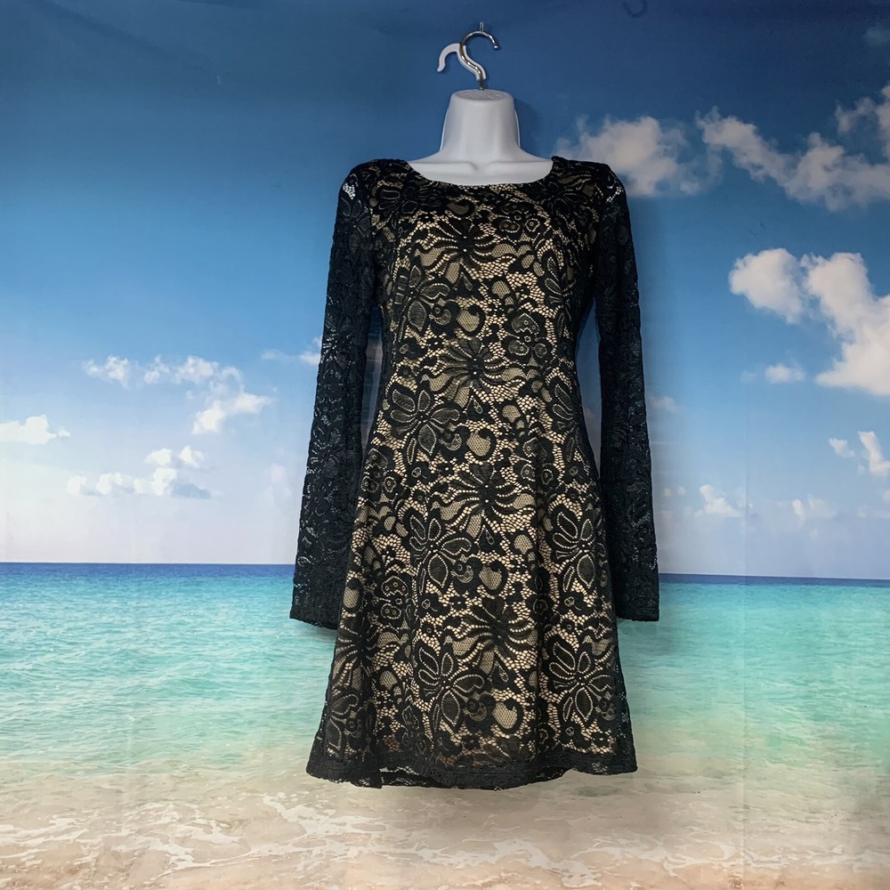 Liberty Love Black Lace Dress‎ With Sleeves. Sz S